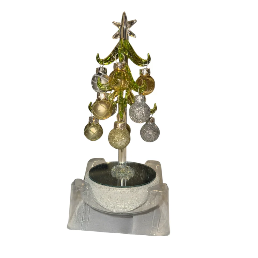 Green Silver Gold Glass Christmas Tree Holiday Decor One Size LS Arts